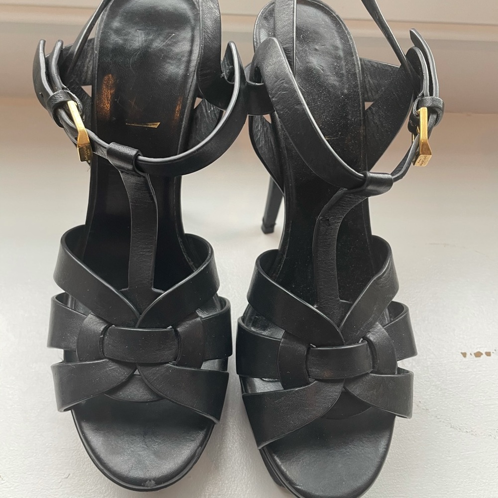 Black saint laurent tribute sandals